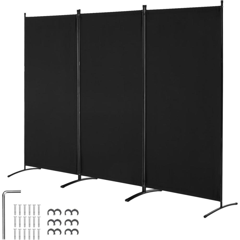 image:imageVEVOR Room Divider 4 Panel Room Divider 136 W Folding Privacy Screen and Portable Partition Divider for Room Separation Freestanding Room Partitions for Office Bedroom Study GreyBlack