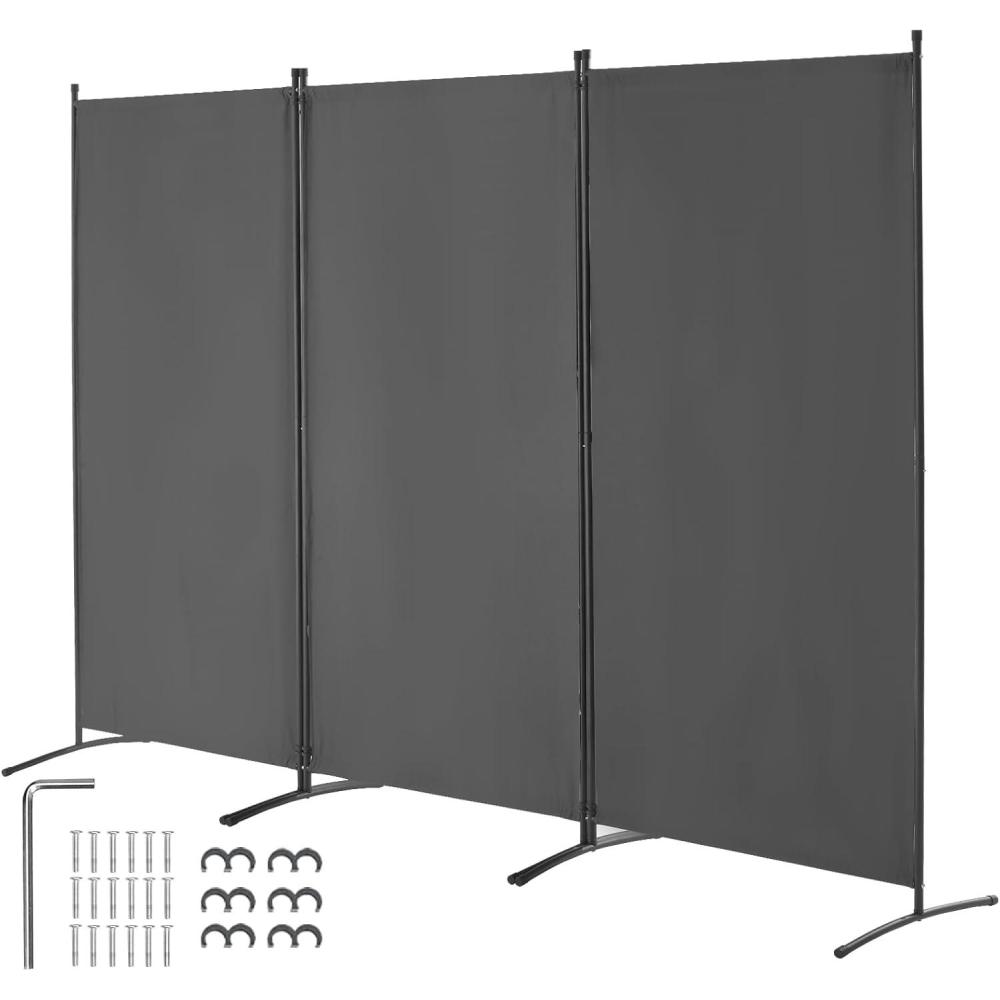 image:imageVEVOR Room Divider 4 Panel Room Divider 136 W Folding Privacy Screen and Portable Partition Divider for Room Separation Freestanding Room Partitions for Office Bedroom Study GreyGrey