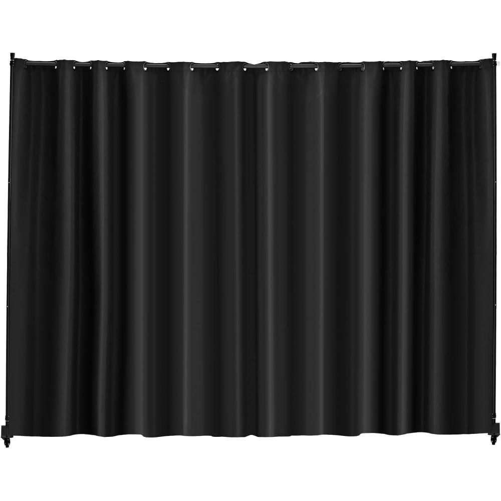 image:imageVEVOR Room Divider Portable Panel Room Divider with Wheels Curtain Divider Stand Freestanding Room Divider Privacy Screen for Office Bedroom Dining Room Study BrownBlack