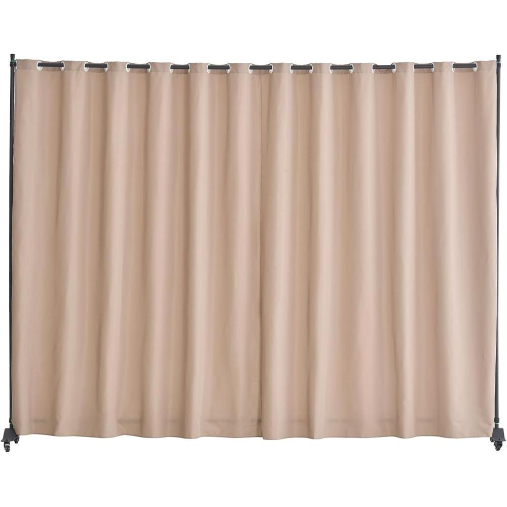 image:imageVEVOR Room Divider Portable Panel Room Divider with Wheels Curtain Divider Stand Freestanding Room Divider Privacy Screen for Office Bedroom Dining Room Study BrownBrown
