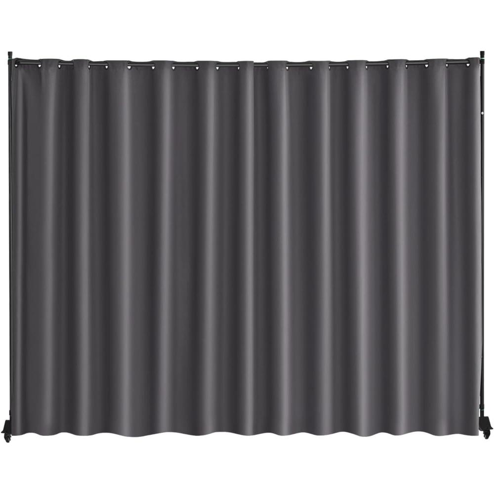 image:imageVEVOR Room Divider Portable Panel Room Divider with Wheels Curtain Divider Stand Freestanding Room Divider Privacy Screen for Office Bedroom Dining Room Study BrownGrey