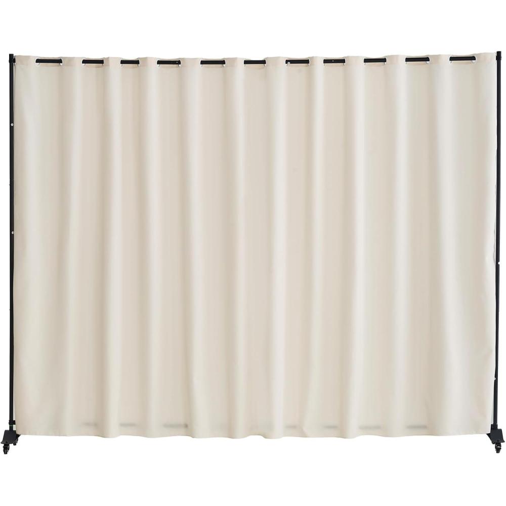 image:imageVEVOR Room Divider Portable Panel Room Divider with Wheels Curtain Divider Stand Freestanding Room Divider Privacy Screen for Office Bedroom Dining Room Study BrownBeige