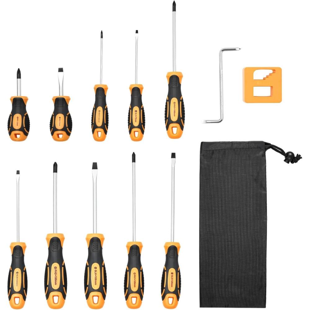 image:imageVEVOR Screwdriver Set 13 in 1 Magnetic Multi Bit Mini Nut Driver Set Phillips Flat Head Torx Square Bits for Men Manual Precision Repair Tool Kit for Sockets Furniture Home Appliances Cars12 in 1 Fiexed Type