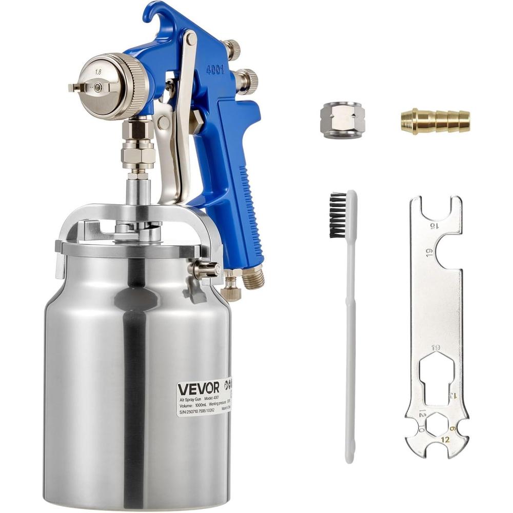 image:imageVEVOR Siphon Feed Spray Gun High Atomization Air Paint Spray Gun 1000cc Automotive Paint Sprayer with 18 mm Nozzle Adjustable Flow Rate amp Air Volume for Car Furniture Wall House PaintingSiphon 18 mm