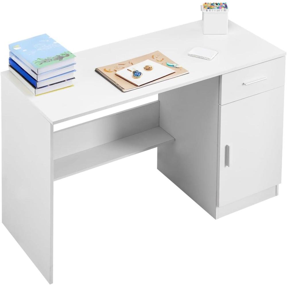 image:imageVEVOR Small Desk with Drawers Kids Desk for Bedroom Wooden Simple Study Table for Drawing Reading Writing Rectangle MDF Furniture Study Storage Table for Home Office White Wood4134D x 1732W x 2957H
