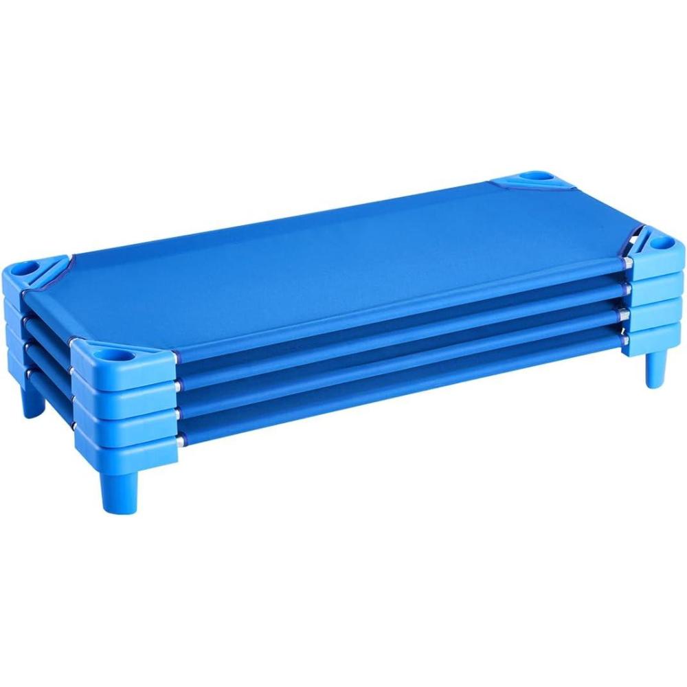 image:imageVEVOR Stackable Kiddie Cot 6 Pack Portable Toddler Nap Cots Standard Size 52 L x 23 W Daycare Cots for Kids Preschool Classroom Daycare Beds for Sleeping Resting Naptime Blue52 L X 23 W  4pcs