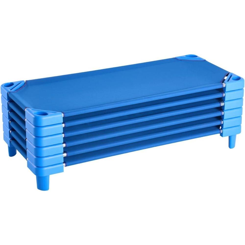 image:imageVEVOR Stackable Kiddie Cot 6 Pack Portable Toddler Nap Cots Standard Size 52 L x 23 W Daycare Cots for Kids Preschool Classroom Daycare Beds for Sleeping Resting Naptime Blue52 L x 23 W 6Pcs