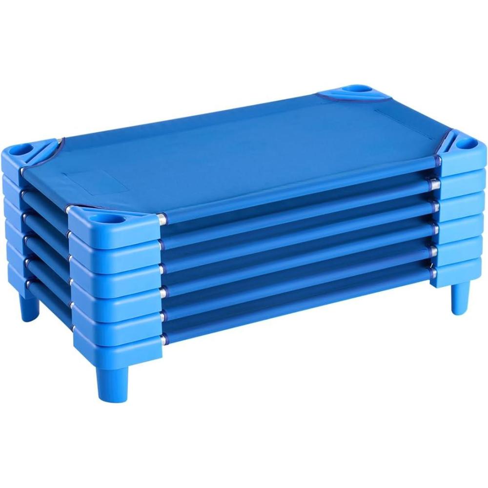 image:imageVEVOR Stackable Kiddie Cot 6 Pack Portable Toddler Nap Cots Standard Size 52 L x 23 W Daycare Cots for Kids Preschool Classroom Daycare Beds for Sleeping Resting Naptime Blue40 L X 23 W 6pcs