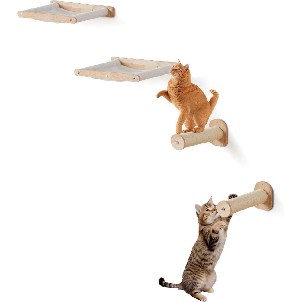 image:imageVEVOR Wall Mounted Cat Shelves Cat Wall Shelves and Perches with Jumping Boards Cat Beds Hammocks amp Cat Tree Cat Furniture and Shelves up to 40 lbs for Sleeping Playing Climbing Set of 9Free