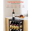 VEVOR 15 Bottle Wine Rack,Iron Freestanding Floor Wine Holder, Mini Bar Stand Liquor Cabinet with Wood Tabletop, for Home Bar,Kitchen,Living Room,Dining Room,16.9”L X 11.4”W X 35.2”H(24 Bottle)