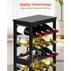 VEVOR 15 Bottle Wine Rack,Iron Freestanding Floor Wine Holder, Mini Bar Stand Liquor Cabinet with Wood Tabletop, for Home Bar,Kitchen,Living Room,Dining Room,16.9”L X 11.4”W X 35.2”H(24 Bottle)