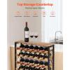 VEVOR 15 Bottle Wine Rack,Iron Freestanding Floor Wine Holder, Mini Bar Stand Liquor Cabinet with Wood Tabletop, for Home Bar,Kitchen,Living Room,Dining Room,16.9”L X 11.4”W X 35.2”H(48 Bottles)