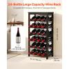 VEVOR 15 Bottle Wine Rack,Iron Freestanding Floor Wine Holder, Mini Bar Stand Liquor Cabinet with Wood Tabletop, for Home Bar,Kitchen,Living Room,Dining Room,16.9”L X 11.4”W X 35.2”H(24 Bottle)