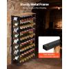 VEVOR 15 Bottle Wine Rack,Iron Freestanding Floor Wine Holder, Mini Bar Stand Liquor Cabinet with Wood Tabletop, for Home Bar,Kitchen,Living Room,Dining Room,16.9”L X 11.4”W X 35.2”H(48 Bottles)