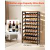 VEVOR 15 Bottle Wine Rack,Iron Freestanding Floor Wine Holder, Mini Bar Stand Liquor Cabinet with Wood Tabletop, for Home Bar,Kitchen,Living Room,Dining Room,16.9”L X 11.4”W X 35.2”H(48 Bottles)
