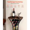 VEVOR 15 Bottle Wine Rack,Iron Freestanding Floor Wine Holder, Mini Bar Stand Liquor Cabinet with Wood Tabletop, for Home Bar,Kitchen,Living Room,Dining Room,16.9”L X 11.4”W X 35.2”H(15 Bottles)