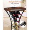 VEVOR 15 Bottle Wine Rack,Iron Freestanding Floor Wine Holder, Mini Bar Stand Liquor Cabinet with Wood Tabletop, for Home Bar,Kitchen,Living Room,Dining Room,16.9”L X 11.4”W X 35.2”H(15 Bottles)