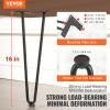 VEVOR 16″ Hairpin Furniture Legs, Metal Home DIY Projects for Nightstand, Coffee Table, Desk, 500lbs Load Capacity with Rubber Floor Protectors, Metal Heavy Duty Sturdy Modern Table Legs, 4PCS Black(Hairpin-2 rods solid)