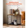 VEVOR 27″ Dog Crate Furniture With Double Doors, 2-in-1 Decorative Wooden Kennel End Table, Removable Tray, Holds up to 30 lbs for Small, Medium Dogs – Brown