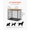 VEVOR 27″ Dog Crate Furniture With Double Doors, 2-in-1 Decorative Wooden Kennel End Table, Removable Tray, Holds up to 30 lbs for Small, Medium Dogs – Brown