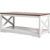 VEVOR 3 Pieces Farmhouse Coffee Table Sets, 40 Inch Industrial Coffee Table with 2 End Tables, Easy Assembly Coffee and Side Tables Sets with Charging Station, for Office, Living Room & Apartment(3 Pieces)