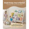 VEVOR 3-Tier Kids Bookshelf, Toy Storage Organizer for Toddler, Book Shelf for Kids Rooms with Sling Book Rack and Storage Bag, Kids Storage Book Shelves for Kids Room, Playroom, Kindergarten, Nursery(Kids Bookshelf With Toy Storage)