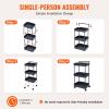 VEVOR 3-Tier Rolling Utility Cart with Handle, Multi-Functional Storage Trolley with Lockable Wheels, Utility Cart Kitchen/Under Desk Cart for Office, Living Room, Kitchen, Bedroom, Black