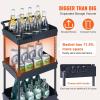 VEVOR 3-Tier Rolling Utility Cart with Handle, Multi-Functional Storage Trolley with Lockable Wheels, Utility Cart Kitchen/Under Desk Cart for Office, Living Room, Kitchen, Bedroom, Black