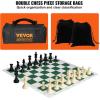 VEVOR 3-in-1 Chess Checkers Backgammon Table Set, 18 Inch Premium Wooden Chess Table, Deluxe Combo Game Table Furniture Set, Chess Set Board Game Gift for Family Board Games(White/Black)