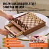 VEVOR 3-in-1 Chess Checkers Backgammon Table Set, 18 Inch Premium Wooden Chess Table, Deluxe Combo Game Table Furniture Set, Chess Set Board Game Gift for Family Board Games(Brown)