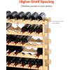 VEVOR 42 Bottle Modular Wine Rack, 7-Tier Solid Bamboo Wood Storage Racks with Table Top, Floor Freestanding Wines Holder Display Shelf, Wobble-Free Shelves for Kitchen, Bar, and Cellar (Black)(Natural Wood Color)