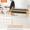 VEVOR 42 Bottle Modular Wine Rack, 7-Tier Solid Bamboo Wood Storage Racks with Table Top, Floor Freestanding Wines Holder Display Shelf, Wobble-Free Shelves for Kitchen, Bar, and Cellar (Black)(Original Wooden Colour)