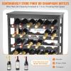VEVOR 42 Bottle Modular Wine Rack, 7-Tier Solid Bamboo Wood Storage Racks with Table Top, Floor Freestanding Wines Holder Display Shelf, Wobble-Free Shelves for Kitchen, Bar, and Cellar (Black)(Black)