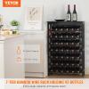 VEVOR 42 Bottle Modular Wine Rack, 7-Tier Solid Bamboo Wood Storage Racks with Table Top, Floor Freestanding Wines Holder Display Shelf, Wobble-Free Shelves for Kitchen, Bar, and Cellar (Black)(Black)