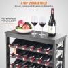 VEVOR 42 Bottle Modular Wine Rack, 7-Tier Solid Bamboo Wood Storage Racks with Table Top, Floor Freestanding Wines Holder Display Shelf, Wobble-Free Shelves for Kitchen, Bar, and Cellar (Black)(Black)