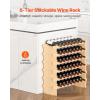 VEVOR 42 Bottle Modular Wine Rack, 7-Tier Solid Bamboo Wood Storage Racks with Table Top, Floor Freestanding Wines Holder Display Shelf, Wobble-Free Shelves for Kitchen, Bar, and Cellar (Black)(Natural Wood Color)