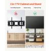 VEVOR 45″ TV Stand with Mount for up to 75 in TVs, Entertainment Center with Power Outlet & LED Lights, Height Adjustable TV Console with Mount with 3 Tiers Storage Cabinets for Bedroom, Living Room(48″ Rectangular)