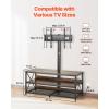 VEVOR 45″ TV Stand with Mount for up to 75 in TVs, Entertainment Center with Power Outlet & LED Lights, Height Adjustable TV Console with Mount with 3 Tiers Storage Cabinets for Bedroom, Living Room(48″ Rectangular)