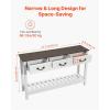 VEVOR 47 in Console Table, Farmhouse Desk Behind The Couch with Drawers and Bottom Storage Shelf, Wooden Rectangle Entrance Narrow Sofa Table for Hallway, Bedroom, Living Room, Foyer, Brown + White