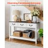 VEVOR 47 in Console Table, Farmhouse Desk Behind The Couch with Drawers and Bottom Storage Shelf, Wooden Rectangle Entrance Narrow Sofa Table for Hallway, Bedroom, Living Room, Foyer, Brown + White
