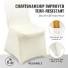 VEVOR 50 Pcs Black Chair Covers Polyester Spandex Stretch Slipcovers for Wedding Party Dining Banquet Arched-Front Chair Covers(Beige-b)