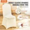 VEVOR 50 Pcs Black Chair Covers Polyester Spandex Stretch Slipcovers for Wedding Party Dining Banquet Arched-Front Chair Covers(Beige-d)