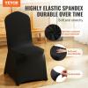 VEVOR 50 Pcs Black Chair Covers Polyester Spandex Stretch Slipcovers for Wedding Party Dining Banquet Arched-Front Chair Covers(Black-a)