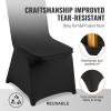 VEVOR 50 Pcs Black Chair Covers Polyester Spandex Stretch Slipcovers for Wedding Party Dining Banquet Arched-Front Chair Covers(Black-a)