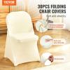 VEVOR 50 Pcs Black Chair Covers Polyester Spandex Stretch Slipcovers for Wedding Party Dining Banquet Arched-Front Chair Covers(Ivory-b)