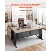 VEVOR 63″ L-Shaped Executive Desk, Large Office Desk with Drawers, File Storage Cabinet, Detachable 350 LBS Load Capacity Corner Table, Easy Assembly, Business Furniture Workstation for Home Office(63*31.5″+39.3*15.7″)