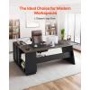 VEVOR 63″ L-Shaped Executive Desk, Large Office Desk with Drawers, File Storage Cabinet, Detachable 350 LBS Load Capacity Corner Table, Easy Assembly, Business Furniture Workstation for Home Office(78.7 x 31.5 x 29.7 inches)