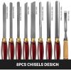 VEVOR 8-Piece Wood Lathe Chisel Kit, HSS Steel Blades, Woodworking Turning Tools with Wooden Storage Case, Ideal for Wood, Root, and Furniture Carving – Red