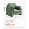VEVOR Accent Chair, Metal Framed Chair with Wooden Armrests, Modern Cozy Upholstered Armchair, with Soft Foam Cushioning, Detachable Cushion, for Living Room, Bedroom, Reading Room, Office, Beige(Green)