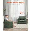 VEVOR Accent Chair, Metal Framed Chair with Wooden Armrests, Modern Cozy Upholstered Armchair, with Soft Foam Cushioning, Detachable Cushion, for Living Room, Bedroom, Reading Room, Office, Beige(Green)
